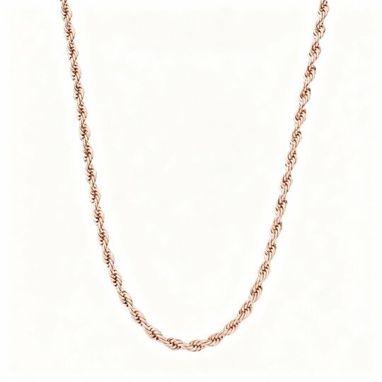 Colar para homem com corrente de corda em ouro rosa 10K.