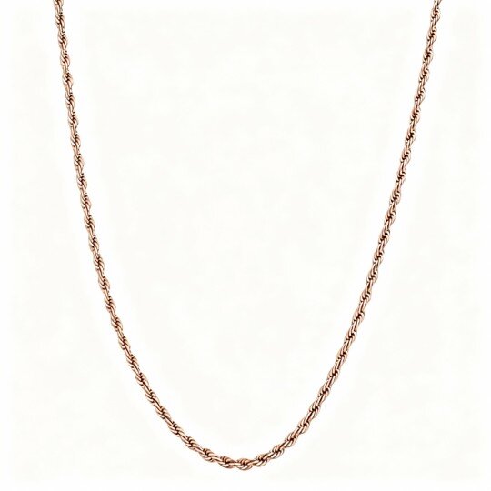 Colar para homem com corrente de corda em ouro rosa 10K.