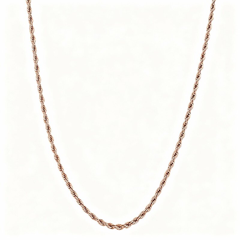 18K Rose Gold Rope Chain Necklace for Men-1