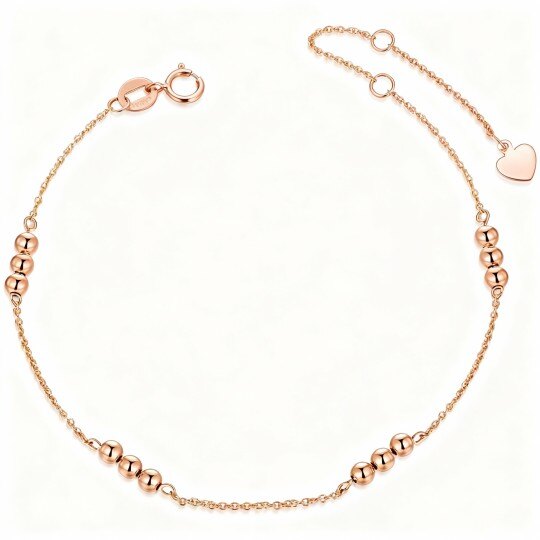 9K Rose Gold Round Bead Station Chain Bracelet