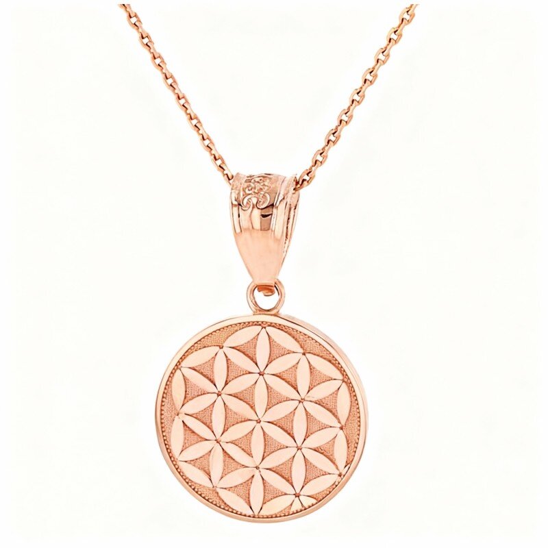Collar con moneda redonda de oro rosa de 18 quilates-1