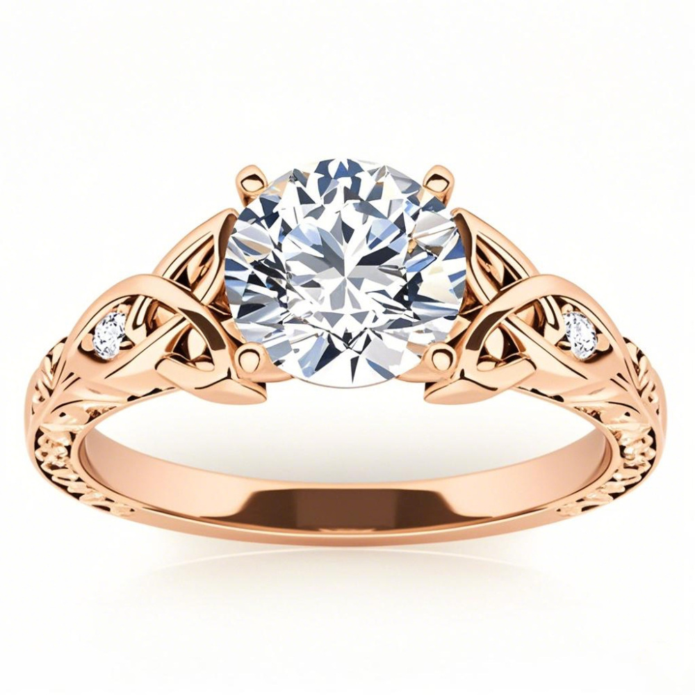 10 Karat Roségold, runder keltischer Knoten, Moissanit-Verlobungsring-1
