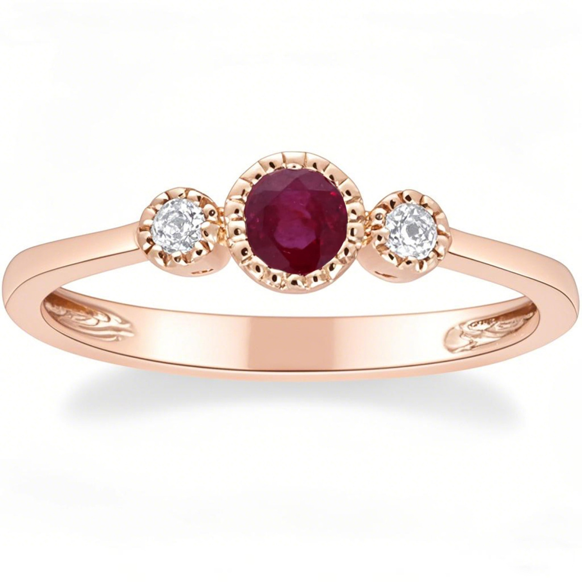 Anillo de compromiso personalizado con gema de corte redondo en oro rosa de 10 quilates-1