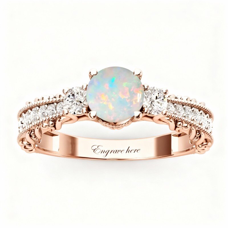 Pierścionek zaręczynowy z 14-karatowego różowego złota o szlifie okrągłym-1