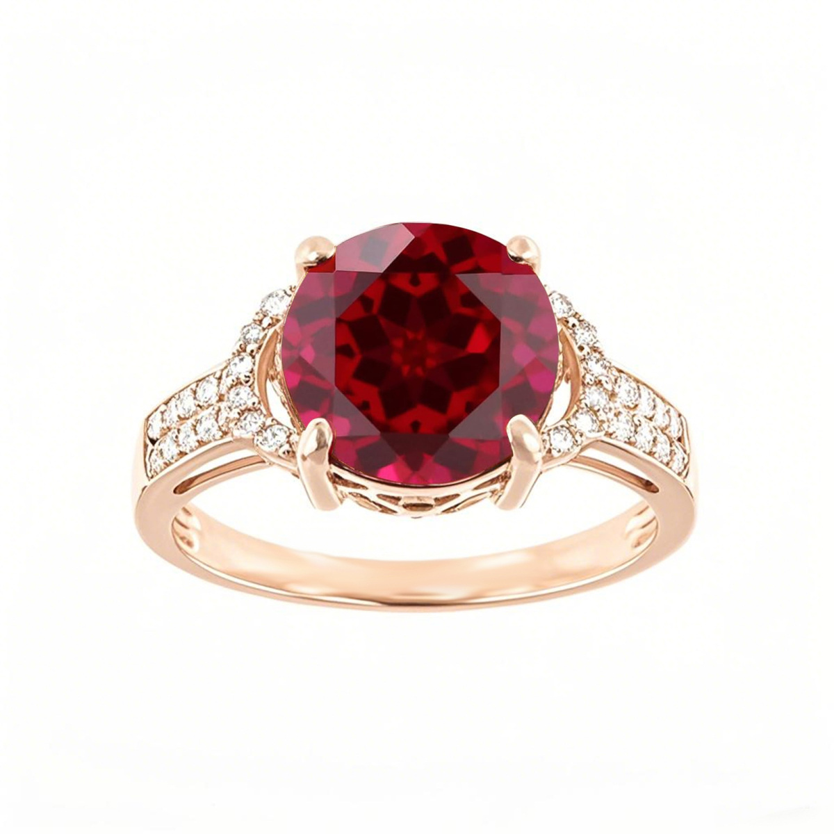 18K Rose Gold Round Cut Custom Engagement Ring Promise Gemstone Anniversary Ring-1