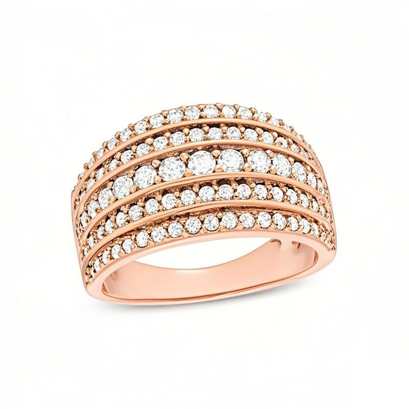 10K Rose Gold Round Cut Diamond Custom Stackable Ring K Color I3 Clarity 3EX IGI Certified-1