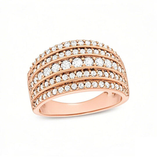 10K Rose Gold Round Cut Diamond Custom Stackable Ring K Color I3 Clarity 3EX IGI Certified