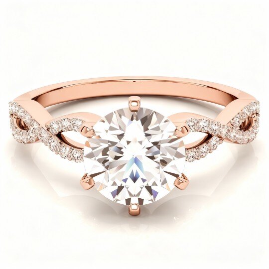 10K Rose Gold Round Cut Engagement Ring