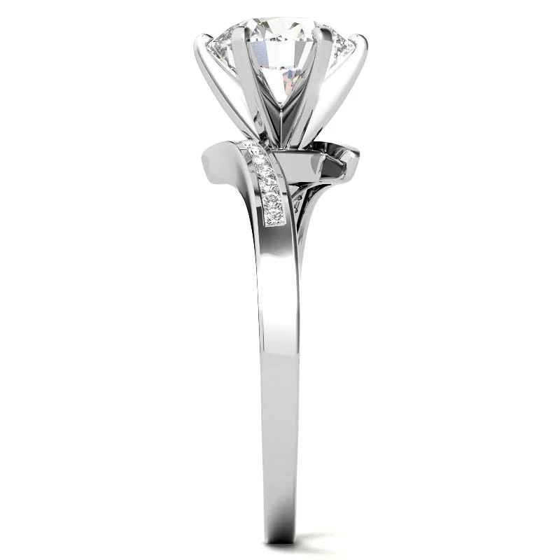 Anillo de compromiso de moissanita con halo de corte redondo en oro rosa de 10 quilates-6
