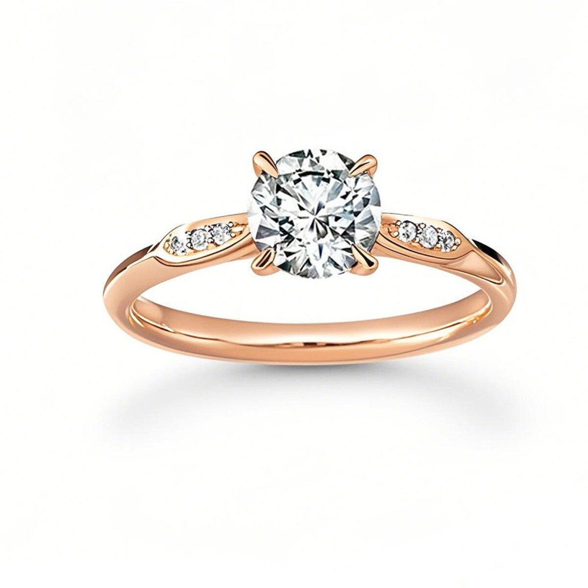 Bague de fiançailles en or rose 14 carats avec halo de moissanite taille ronde-1