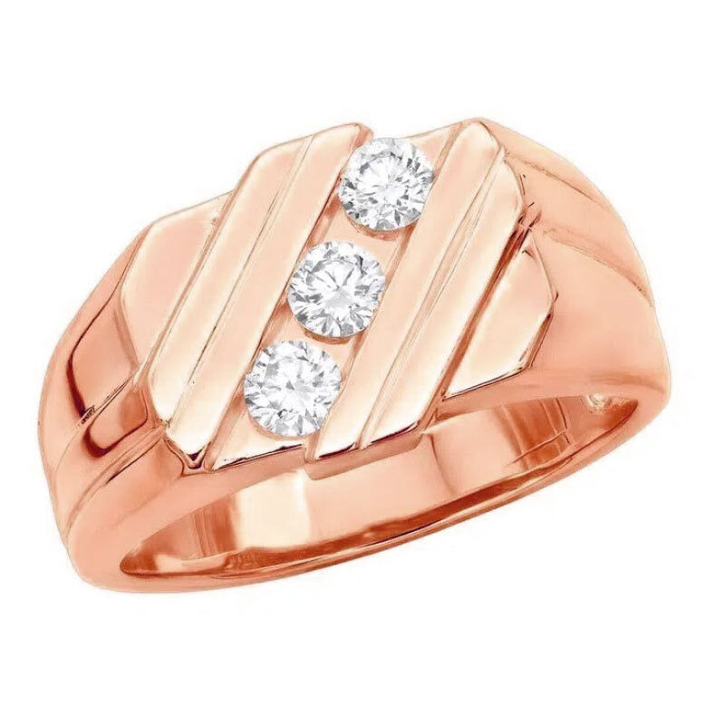 10K Rose Gold Round Cut Lab Created Diamond Custom Band D Color VVS Clarity 3EX IGI Certified-1