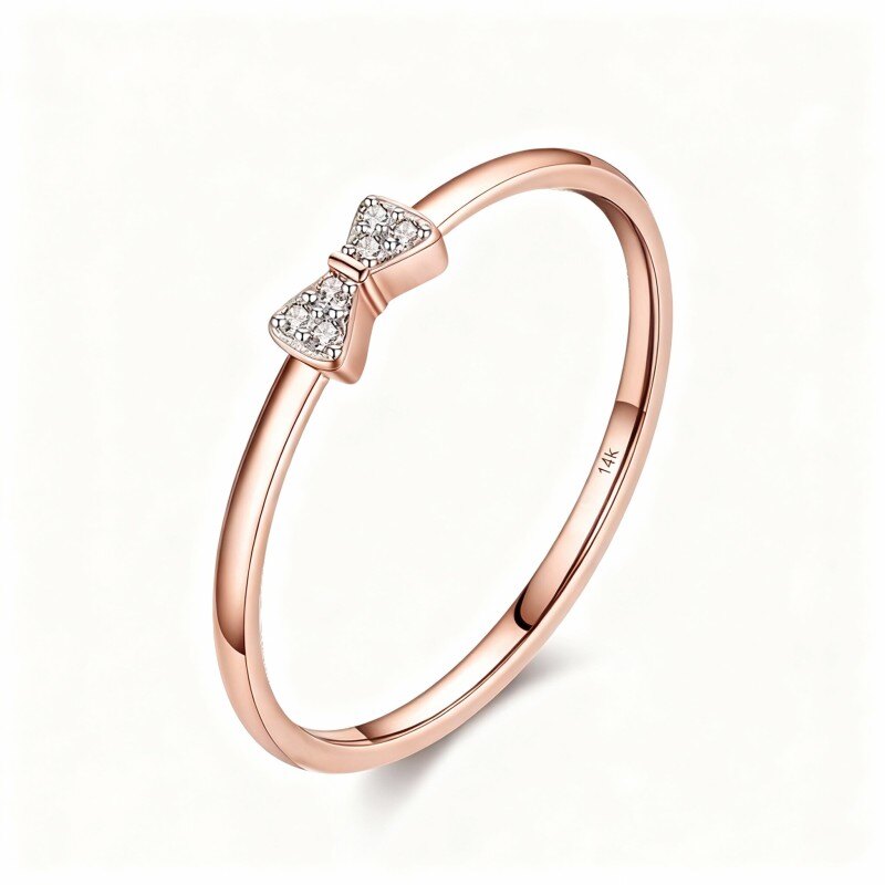 Maßgefertigter Ring aus 10-karätigem Roségold mit rundem, im Labor hergestelltem Diamanten-3