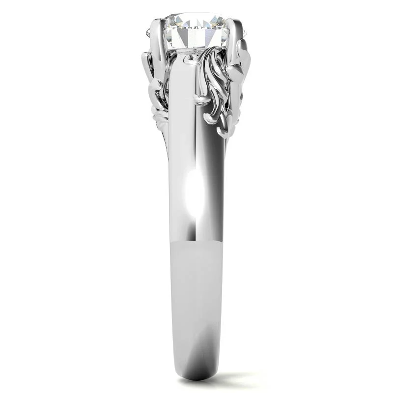 Bague de fiançailles en or rose 10 carats avec pierre centrale ronde en moissanite.-6