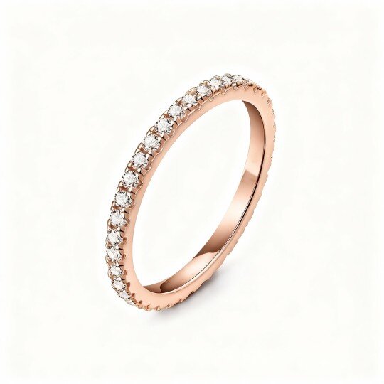10K Rose Gold Round Cut Moissanite Couple Wedding Ring