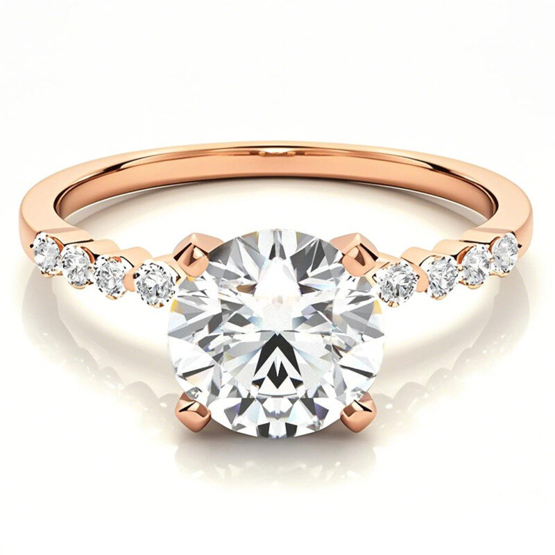 Verlobungsring mit Moissanit im Rundschliff aus 10 Karat Roségold-1