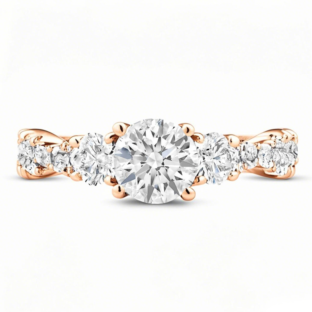 10K Rose Gold Round Cut Moissanite Engagement Ring-1