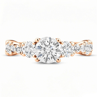 Anillo de compromiso de moissanita de corte redondo en oro rosa de 10 quilates-12