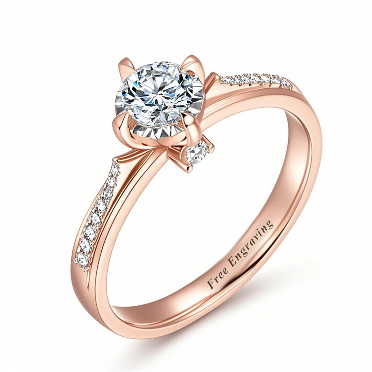10K Rose Gold Round Cut Moissanite Engagement Ring-1