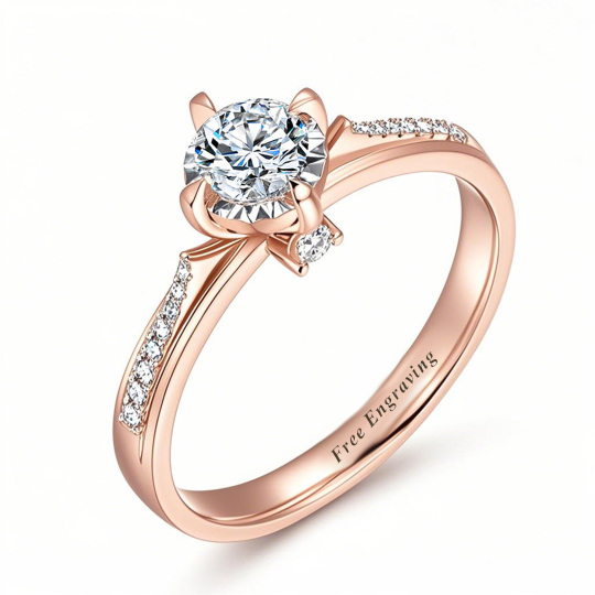 10K Rose Gold Round Cut Moissanite Engagement Ring