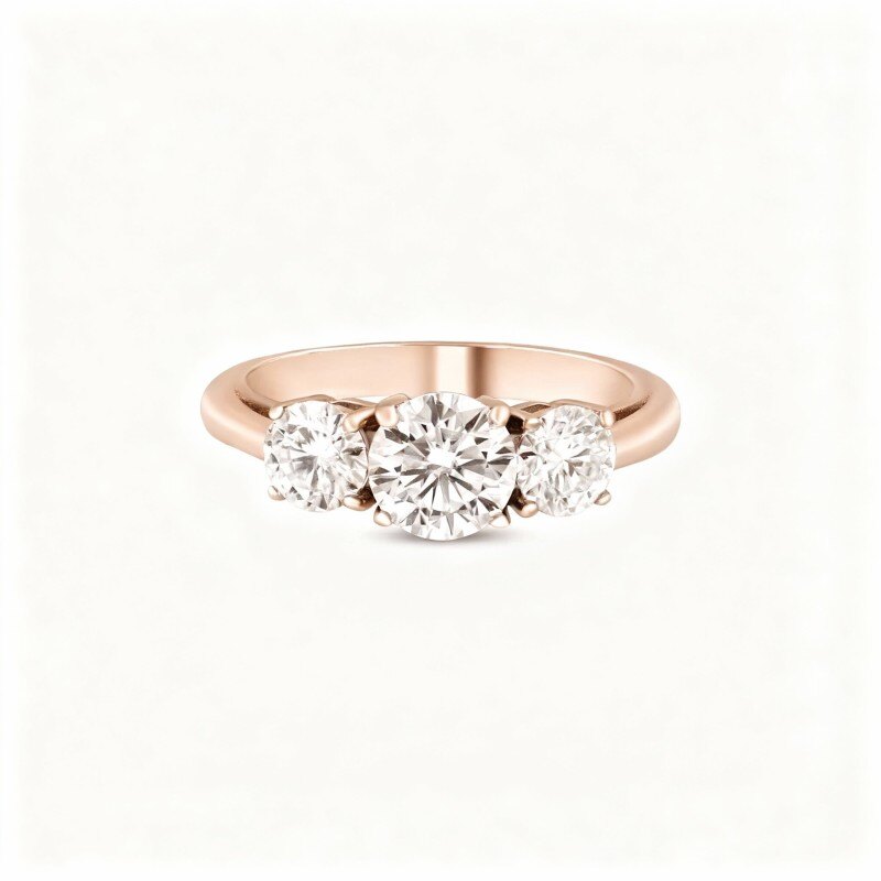 10K Rose Gold Round Cut Moissanite Round Engagement Ring-17