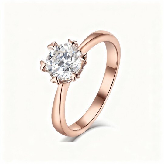 10K Rose Gold Round Cut Moissanite Engagement Ring