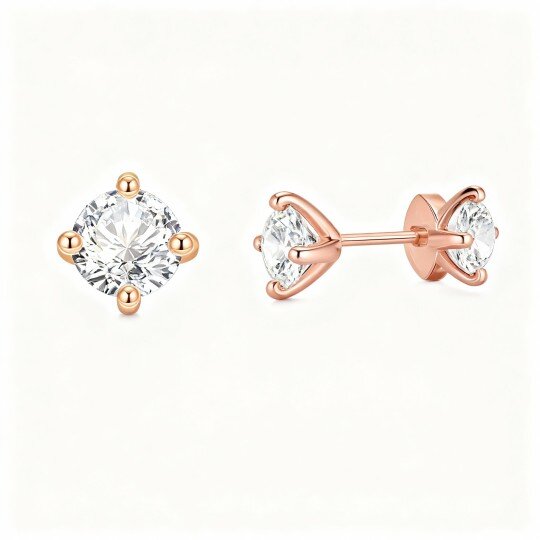 10K Rose Gold Round Cut Moissanite Round Hoop Earrings