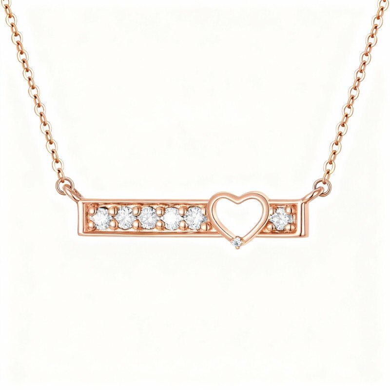 10K Rose Gold Round Cut Moissanite Pendant Necklace-1