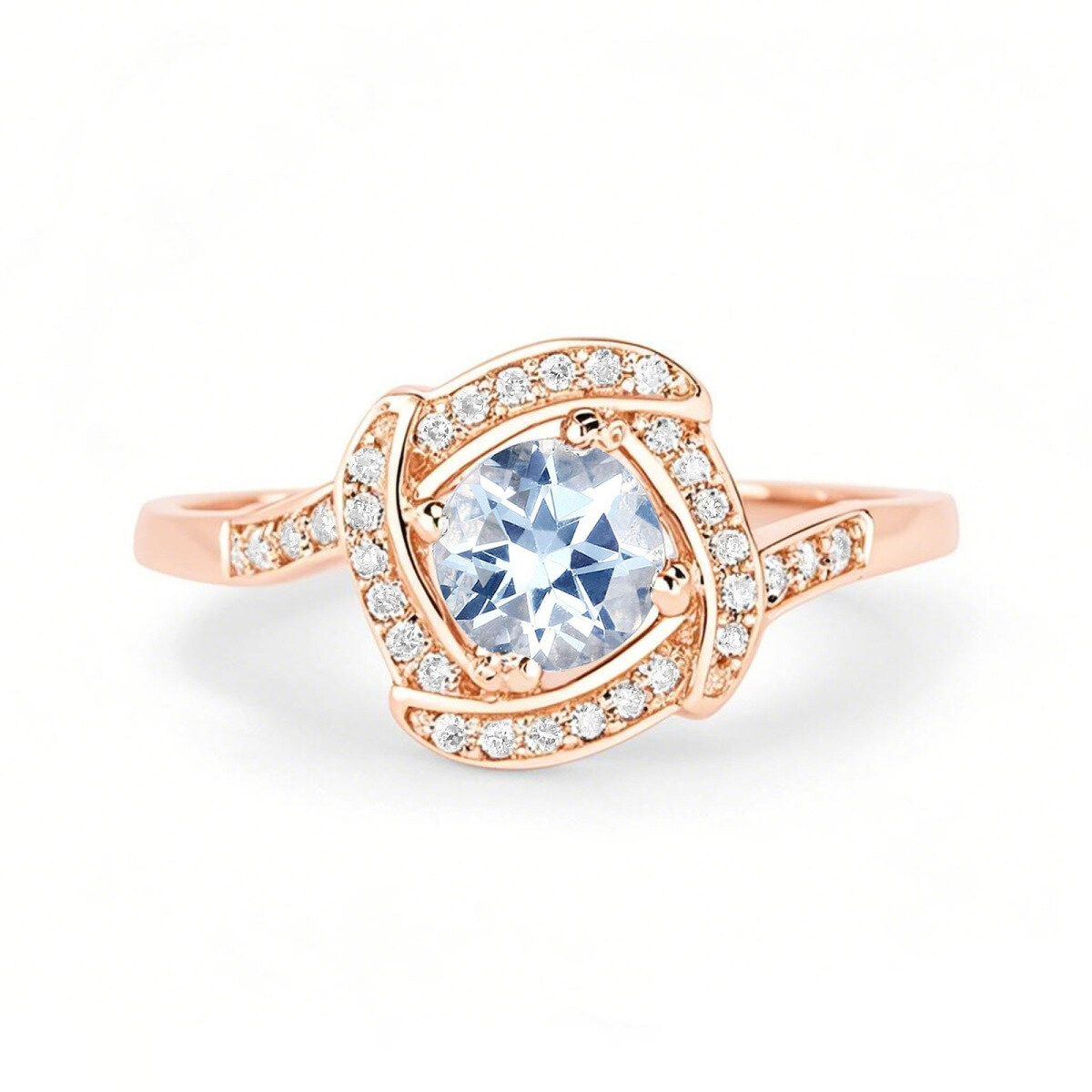 Bague en or rose 18 carats avec moissanite taille ronde-1