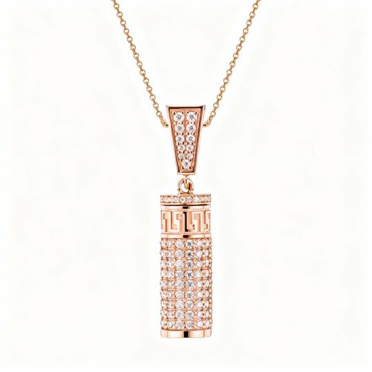 10K Rose Gold Round Cut Moissanite Urn Necklace for Ashes