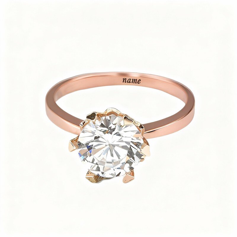 10K Rose Gold Round Cut Moissanite Wedding Ring-1