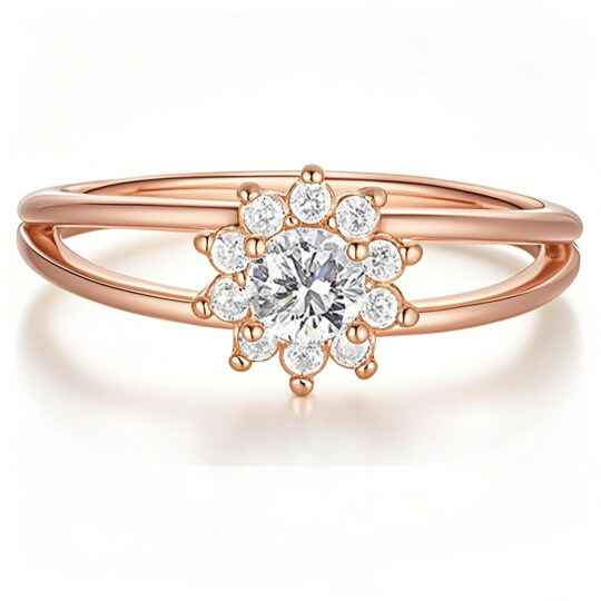10K Rose Gold Round Cut Moissanite Wildflowers Ring