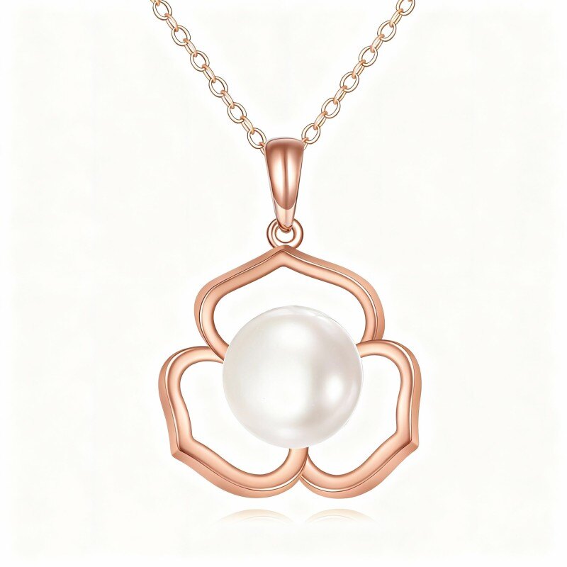 Naszyjnik z wisiorkiem z perłą szlifowaną okrągło, 18K różowego złota-1