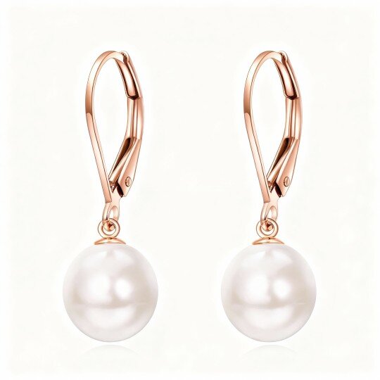 Kolczyki z perłami szlifowanymi w kształcie kuli i okrągłym cięciem wykonane z 10-karatowego różowego złota