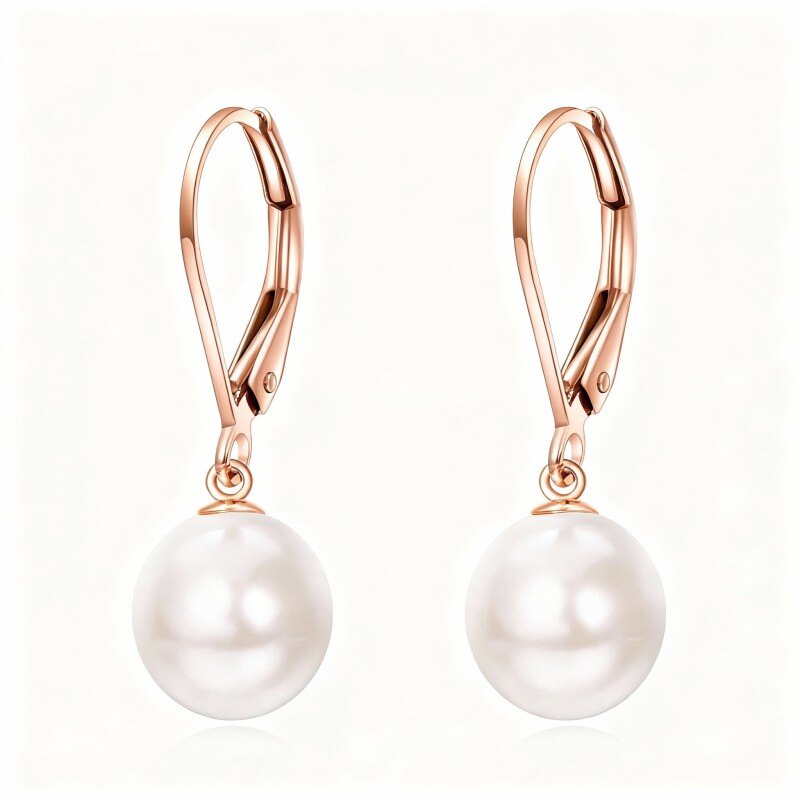 14-karätige Roségold-Ohrhänger mit runden, kugelförmigen Perlen-1