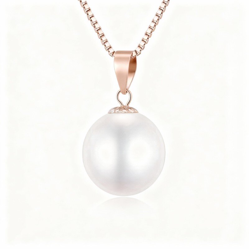 Colar com pendente esférico de pérola lapidada em ouro rosa 10K-19