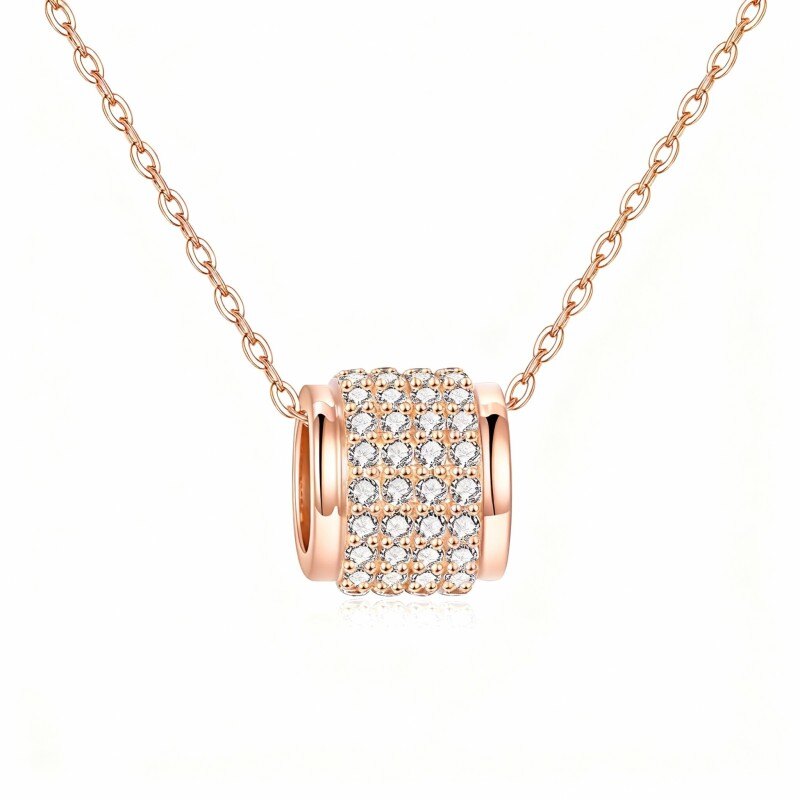 Halskette mit Anhänger aus 18-karätigem Roségold und rundem Zirkonia-1