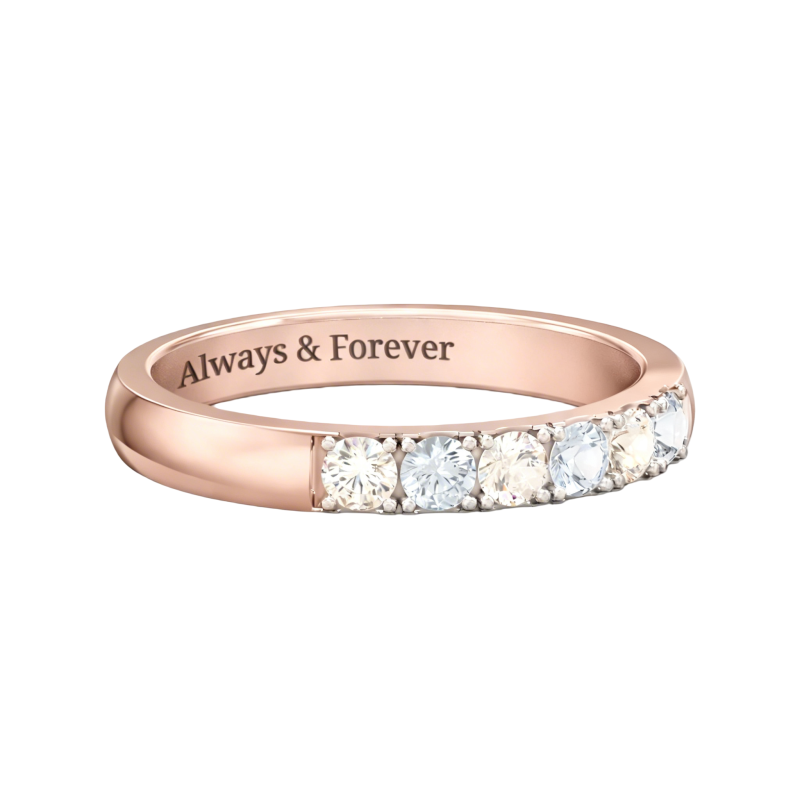 10K Rose Gold Round Cut Personalized Birthstone Birthstone Ring-11