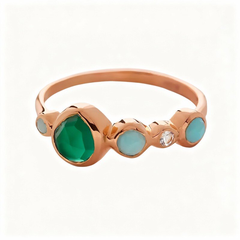 Pierścionek z okrągłego szlifu 18K różowego złota-1