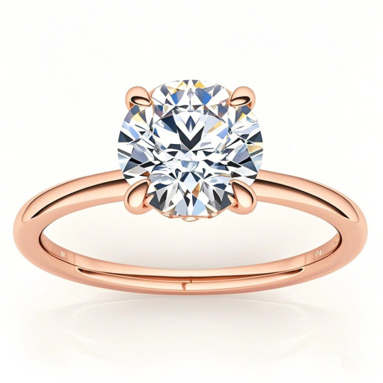 10K roségouden ronde geslepen solitaire moissanite verlovingsring