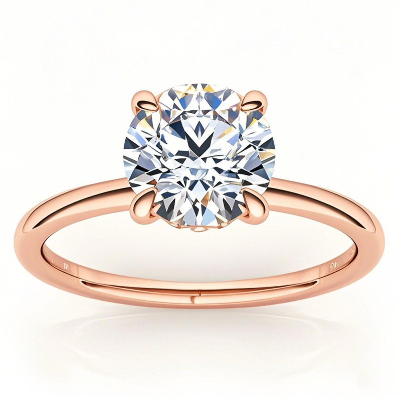 Pierścionek zaręczynowy z okrągłym szlifem Moissanite w 18-karatowym różowym złocie-1