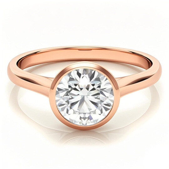 10K roségouden ronde geslepen solitaire moissanite verlovingsring