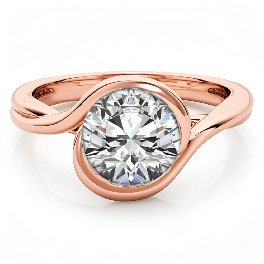 10K Rose Gold Round Cut Solitaire Moissanite Engagement Ring-1