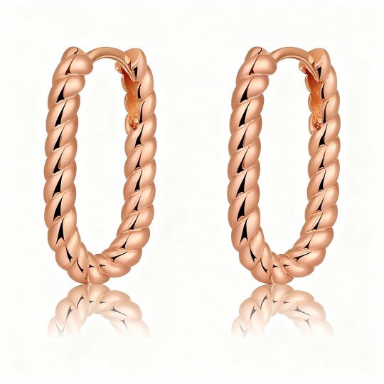 10K Rose Gold Round Hoop Earrings