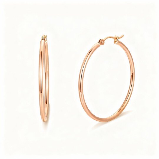 10K Rose Gold Round Hoop Earrings