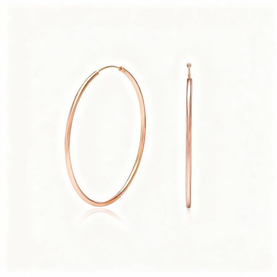 10K Rose Gold Round Hoop Earrings