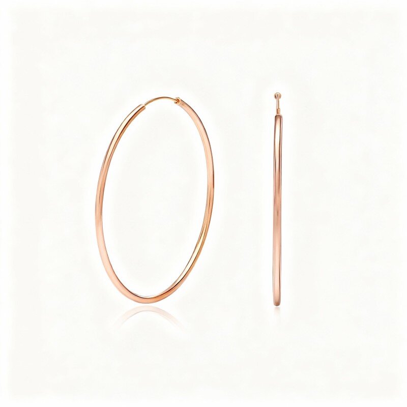 Orecchini a cerchio rotondi in oro rosa 18 carati-1