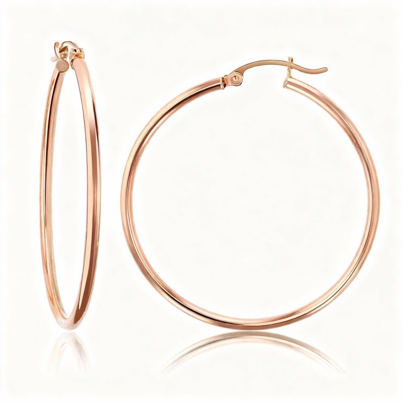 Runde Creolen aus 10-karätigem Roségold-1