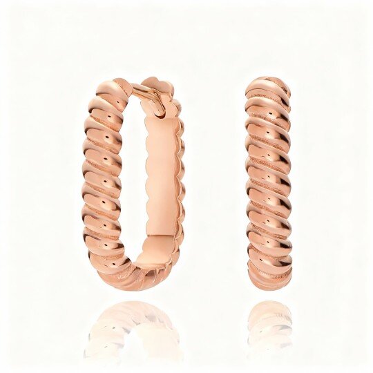 10K Rose Gold Round Hoop Earrings