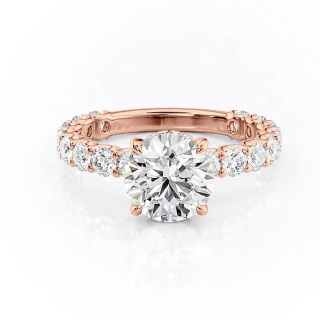 Sterling Silver with Rose Gold Plated Round Moissanite Ring-4