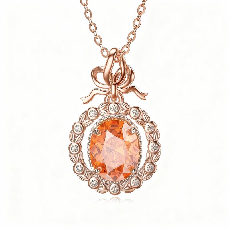 قلادة دائرية من الذهب الوردي عيار 10 قيراط-5